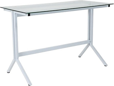 Flash Furniture Escritorios, Transparente/Blanco, 43.2 Pulgadas de Ancho x 21.5 Pulgadas de Profundidad x 28 Pulgadas de Alto